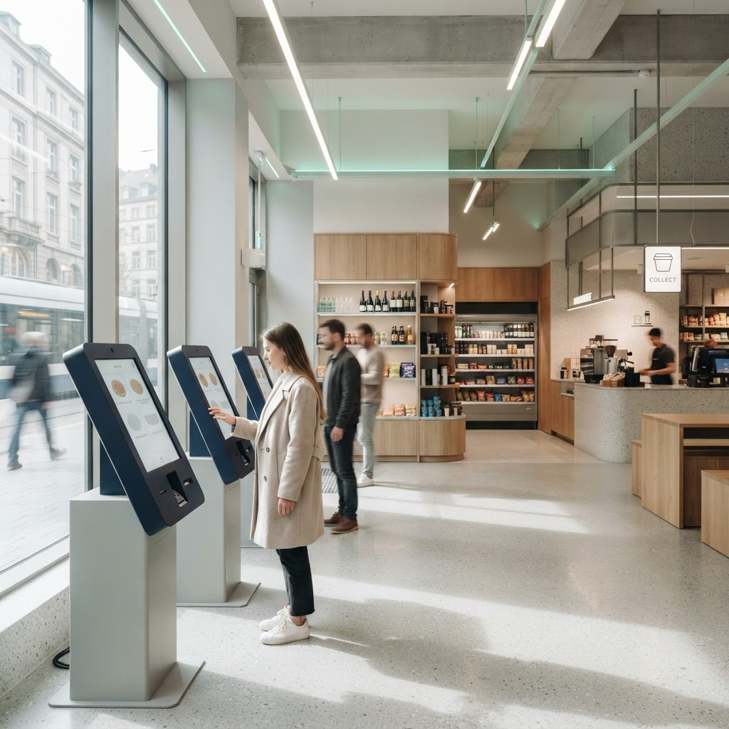Moderní prodejna se samoobslužnými kiosky CAIPEK